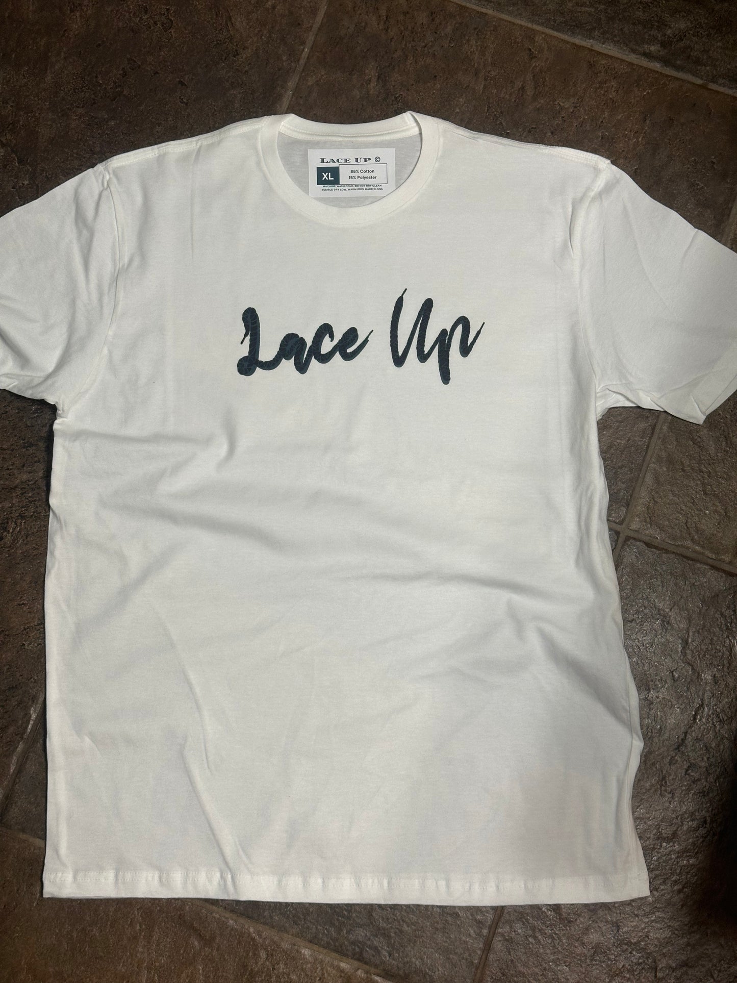 Lace Up Blk Logo on White