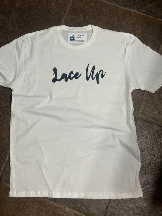 Lace Up Blk Logo on White