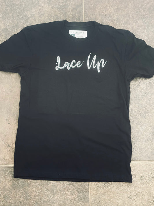 Lace Up Wht on Blk